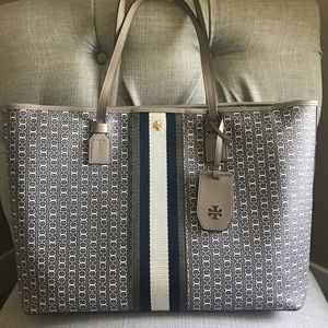 Tory Burch Gemini Link Canvas Top-Zip Tote
